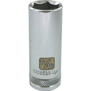 Dynamic 3/8" D 6 PT 11/16" DEEP Chrome Socket - wise-line-tools