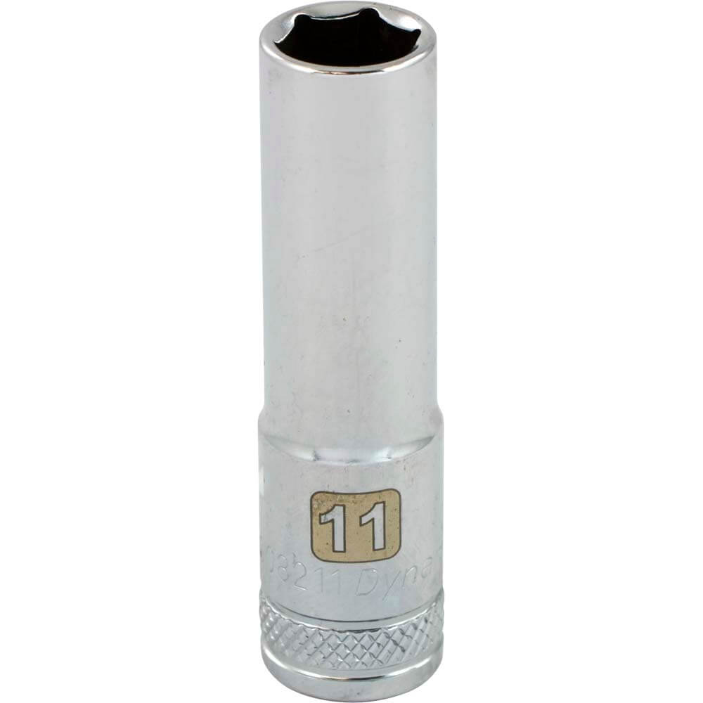 Dynamic 3/8" D 6 PT 11MM DEEP Chrome Socket - wise-line-tools