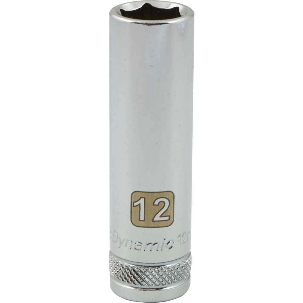 Dynamic 3/8" D 6 PT 12MM DEEP Chrome Socket - wise-line-tools