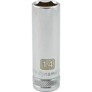 Dynamic 3/8" D 6 PT 14MM DEEP Chrome Socket - wise-line-tools