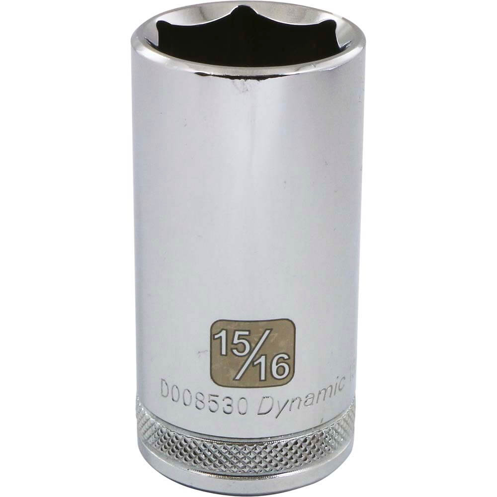 Dynamic 3/8" D 6 PT 15/16" DEEP Chrome Socket - wise-line-tools