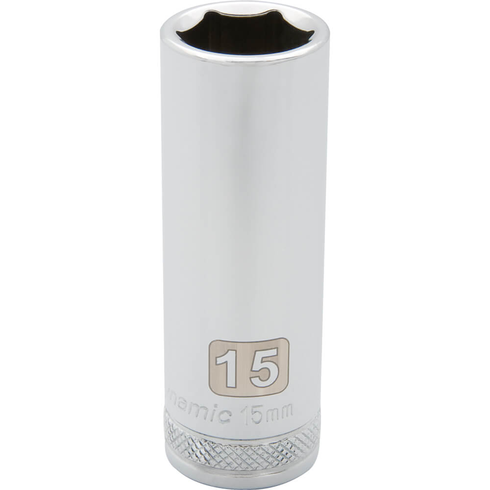 Dynamic 3/8" D 6 PT 15MM DEEP Chrome Socket - wise-line-tools