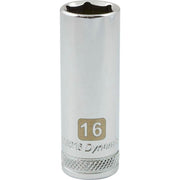 Dynamic 3/8" D 6 PT 16MM DEEP Chrome Socket - wise-line-tools