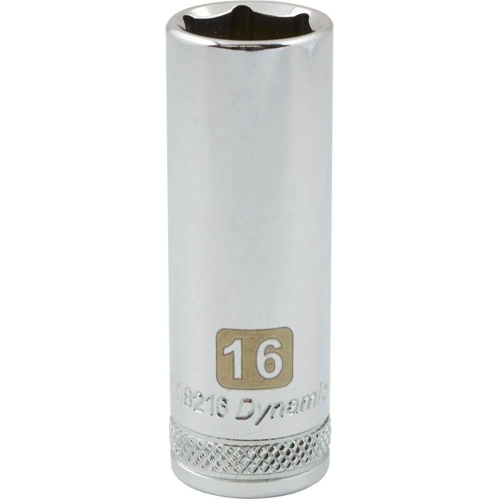 Dynamic 3/8" D 6 PT 16MM DEEP Chrome Socket - wise-line-tools