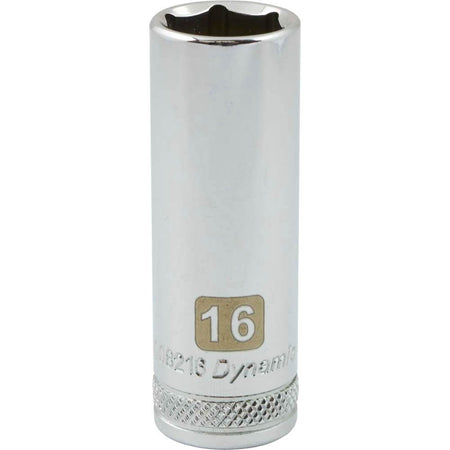 Dynamic 3/8" D 6 PT 16MM DEEP Chrome Socket - wise-line-tools