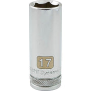 Dynamic 3/8" D 6 PT 17MM DEEP Chrome Socket - wise-line-tools