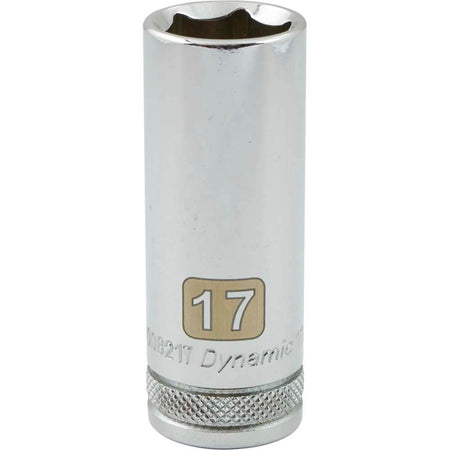 Dynamic 3/8" D 6 PT 17MM DEEP Chrome Socket - wise-line-tools