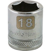 DYNAMIC GT-D008018 - 3/8" D 6 PT 18MM Chrome Socket