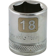Dynamic D008018 - 3/8" D 6 PT 18MM Chrome Socket DYNAMIC