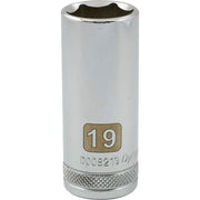 Dynamic 3/8" D 6 PT 19MM DEEP Chrome Socket - wise-line-tools
