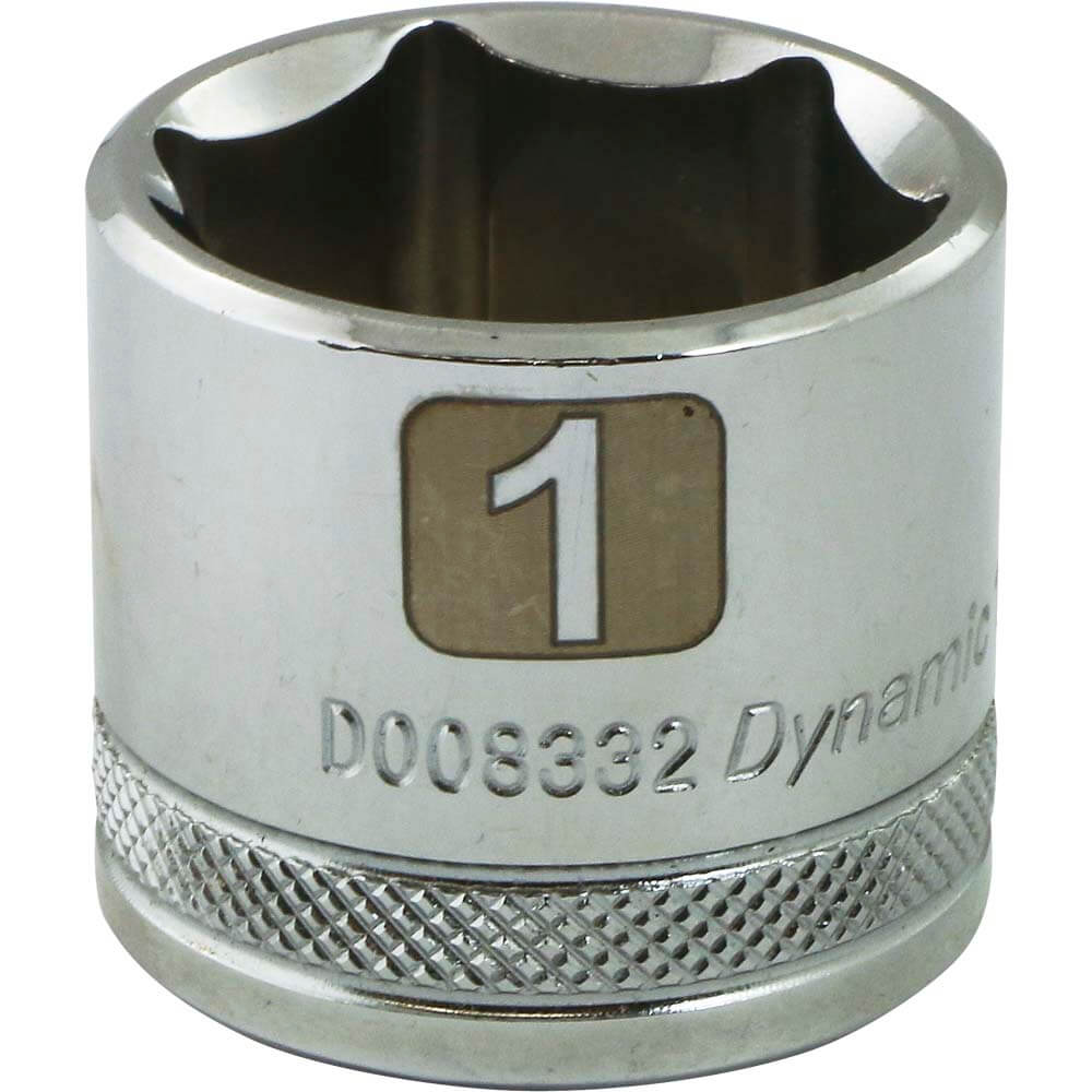Dynamic 3/8" D 6 PT 1" Chrome Socket - wise-line-tools