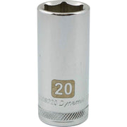 Dynamic 3/8" D 6 PT 20MM DEEP Chrome Socket - wise-line-tools