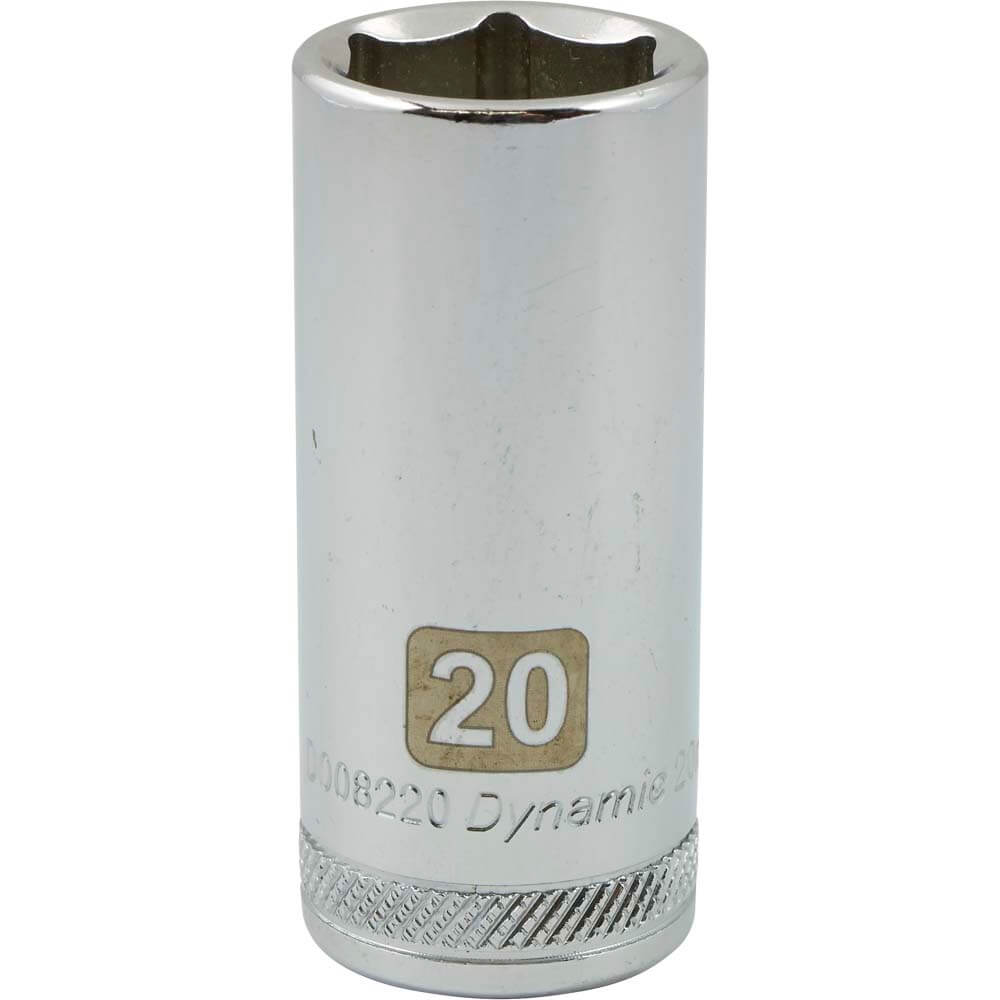 Dynamic 3/8" D 6 PT 20MM DEEP Chrome Socket - wise-line-tools