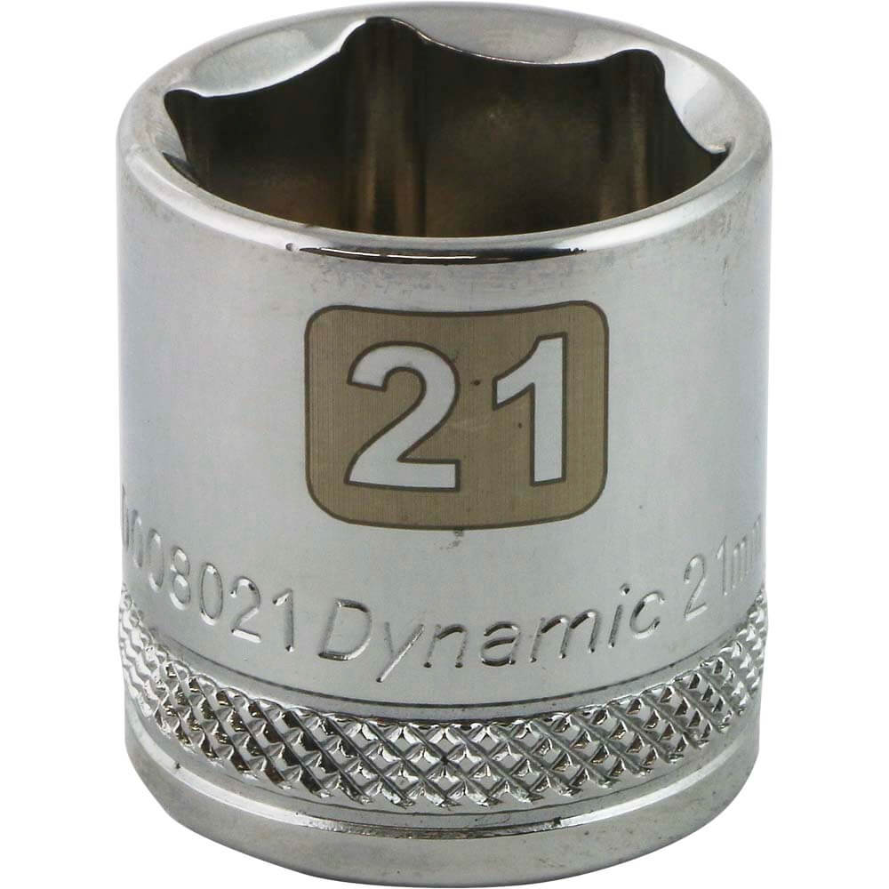 Dynamic 3/8" D 6 PT 21MM Chrome Socket - wise-line-tools