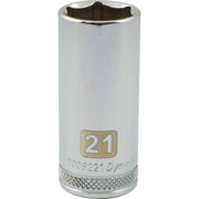 Dynamic 3/8" D 6 PT 21MM DEEP Chrome Socket - wise-line-tools