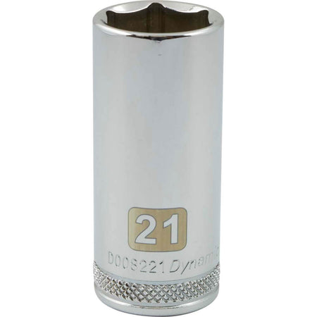 Dynamic 3/8" D 6 PT 21MM DEEP Chrome Socket - wise-line-tools