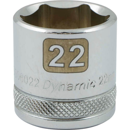Dynamic 3/8" D 6 PT 22MM Chrome Socket - wise-line-tools