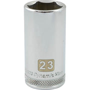 Dynamic 3/8" D 6 PT 23MM DEEP Chrome Socket - wise-line-tools
