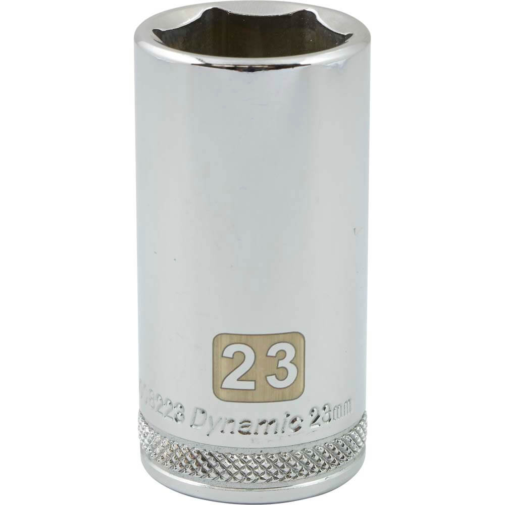 Dynamic 3/8" D 6 PT 23MM DEEP Chrome Socket - wise-line-tools
