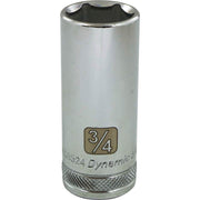 Dynamic 3/8" D 6 PT 3/4" DEEP Chrome Socket - wise-line-tools