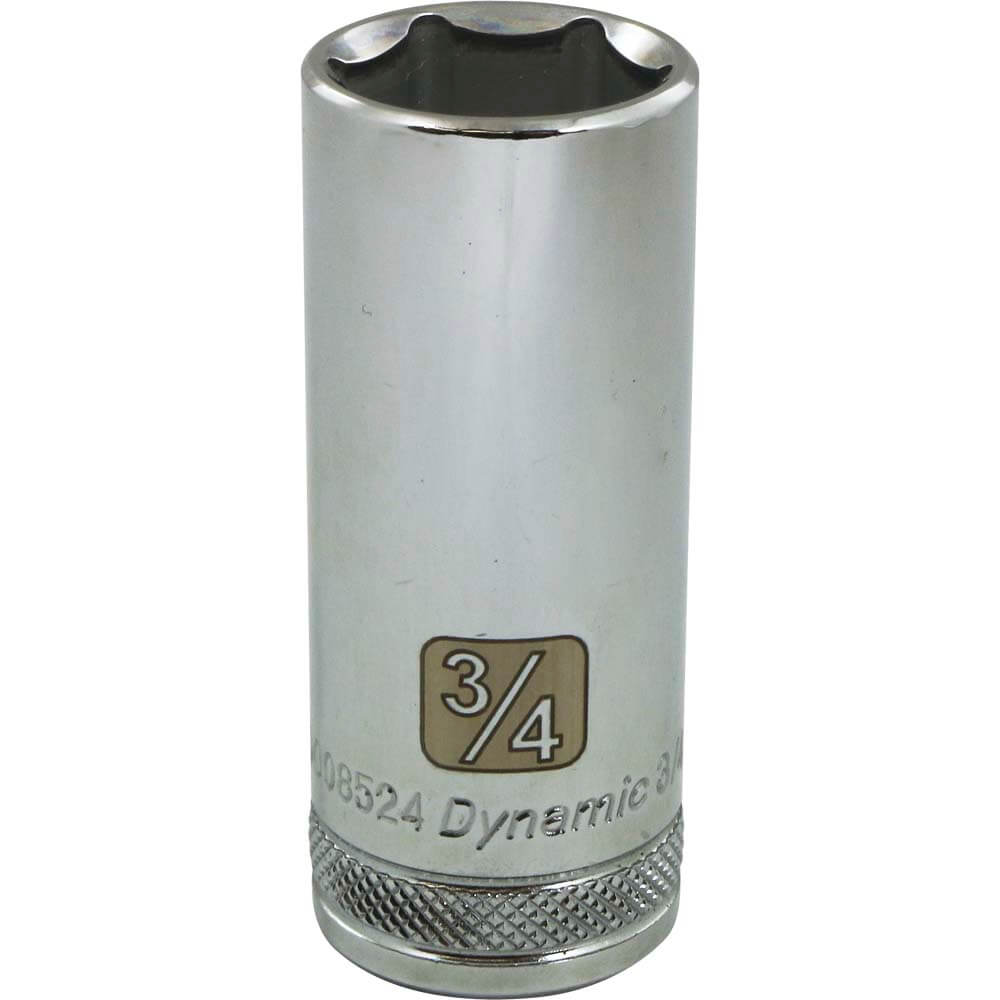 Dynamic 3/8" D 6 PT 3/4" DEEP Chrome Socket - wise-line-tools
