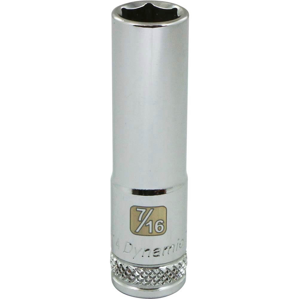 Dynamic 3/8" D 6 PT 7/16" DEEP Chrome Socket - wise-line-tools
