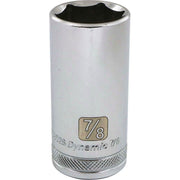 Dynamic 3/8" D 6 PT 7/8" DEEP Chrome Socket - wise-line-tools