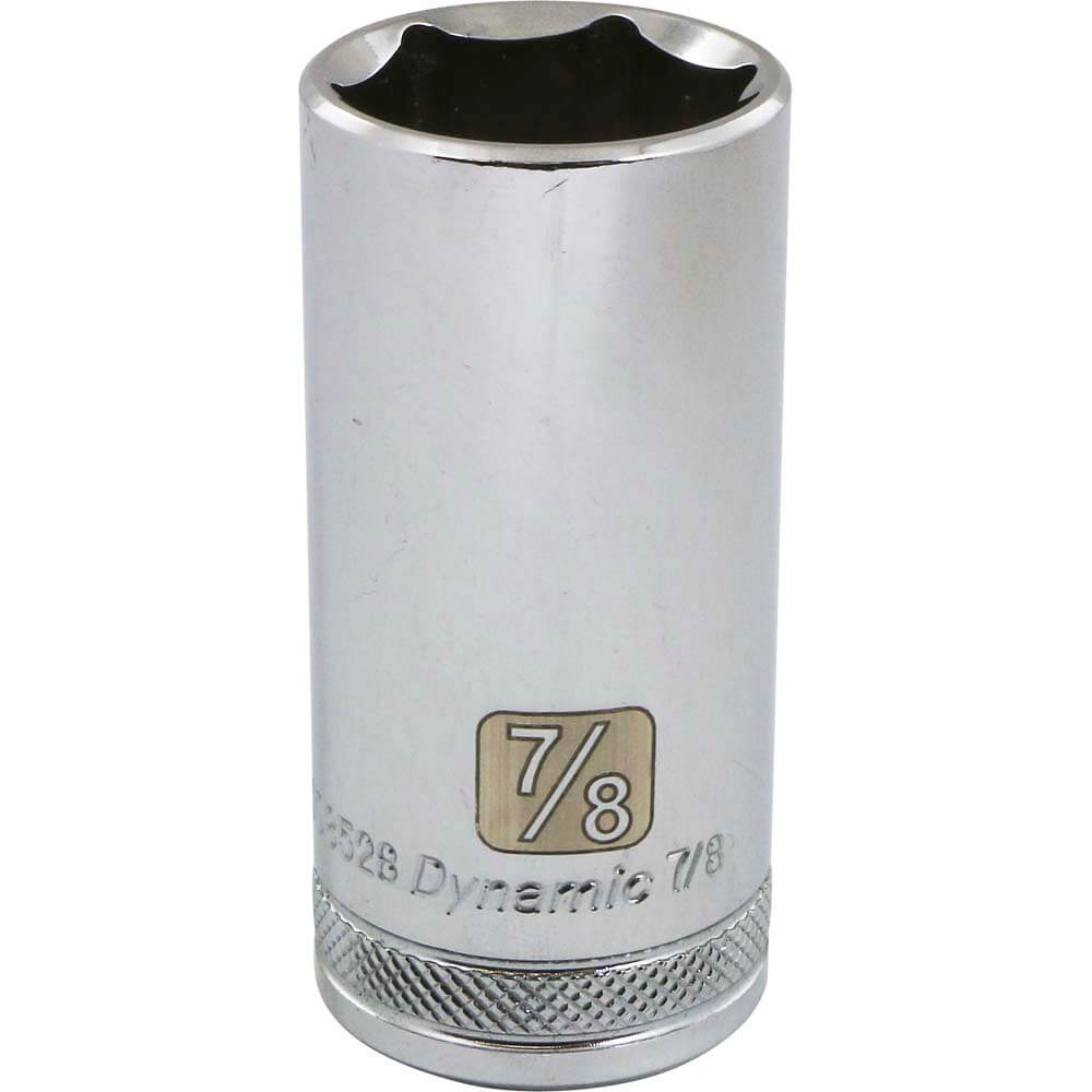 Dynamic 3/8" D 6 PT 7/8" DEEP Chrome Socket - wise-line-tools