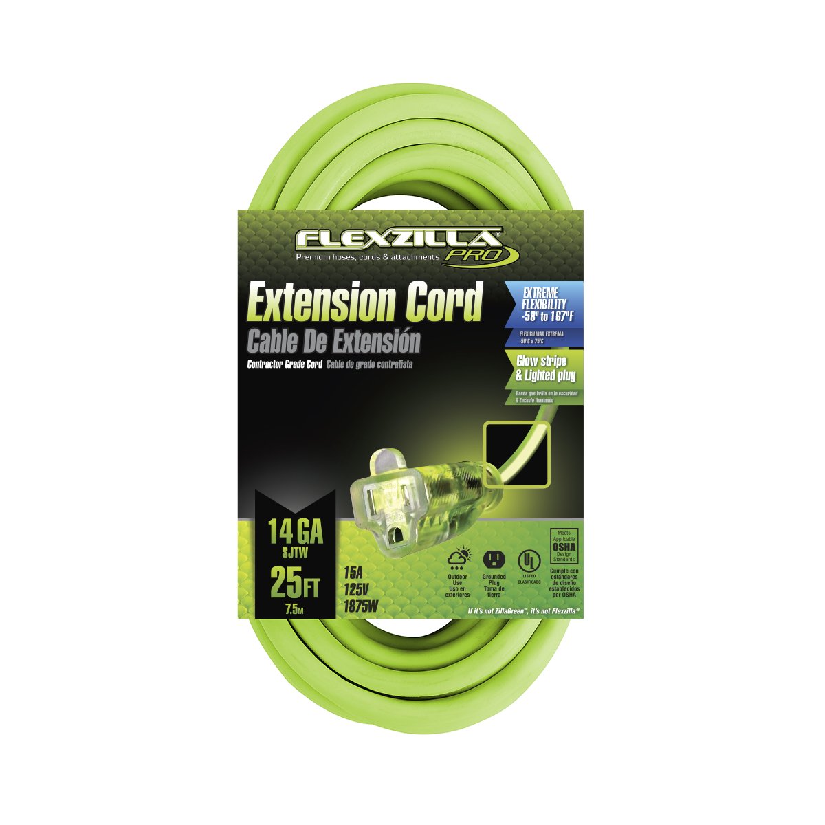 Flexzilla  FZ512725 - Pro Extension Cord,  14/3, 25' - wise-line-tools