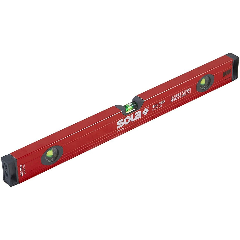 SOLA Level LSB24 Big Red Aluminum Box Beam Level with 3 - 60% Magnified Vials, 24-Inch