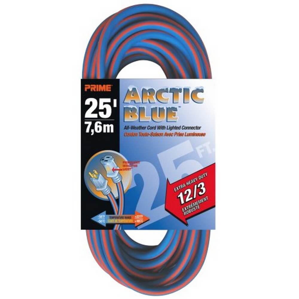 Prime LT530825 - 12/3  25' Arctic Blue Ext. Cord - wise-line-tools
