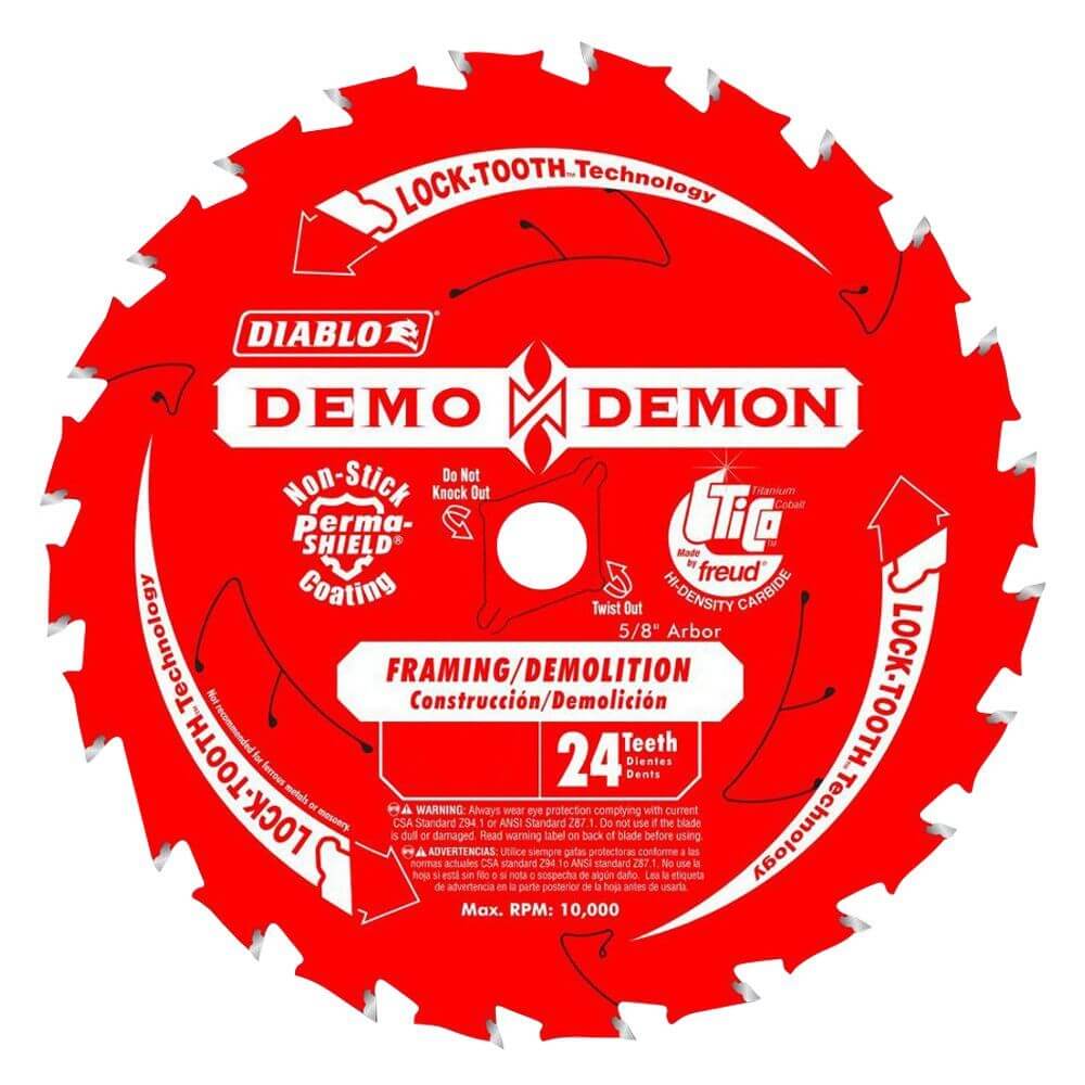 Freud D0624PX -  6-1/2 in. 24-Tooth Wood Cutting Framing Saw Blade (2-Pack)