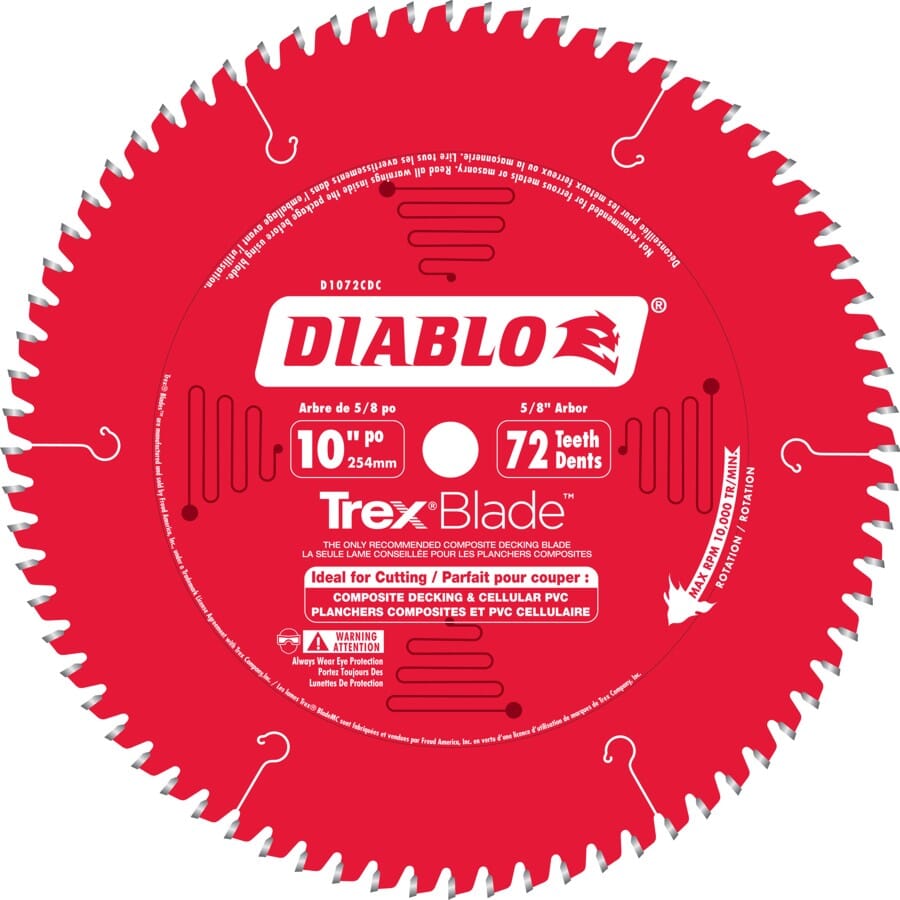 Diablo D1072CDC-  10" x 72T Trex Composite Decking Blade