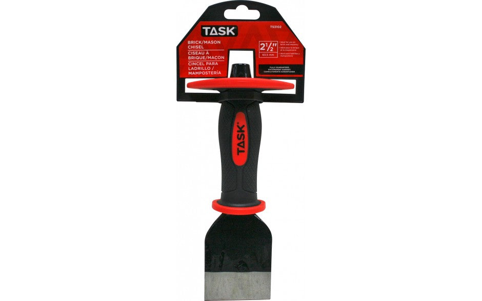 Task T53102 - 9" x 2-1/2" Cut Point Brick Mason's Chisel with Hand Guard